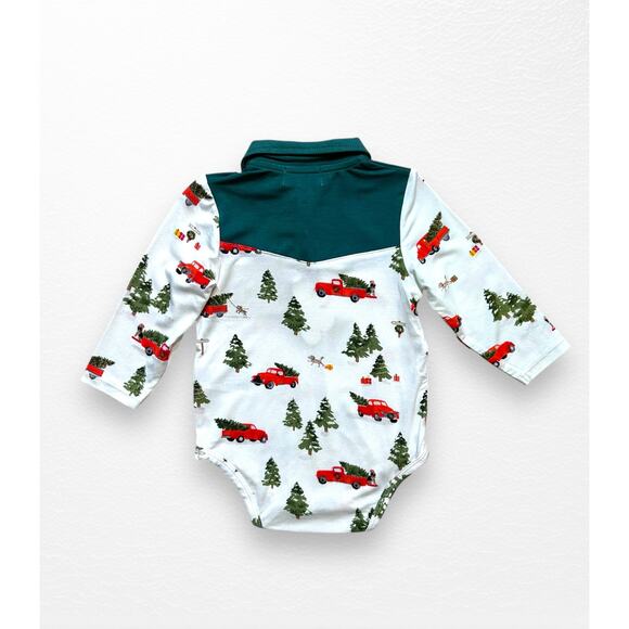 NWT Angel Dear Christmas Trucks Cowboy Bodysuit, 3-6 Months - Picture 2 of 5